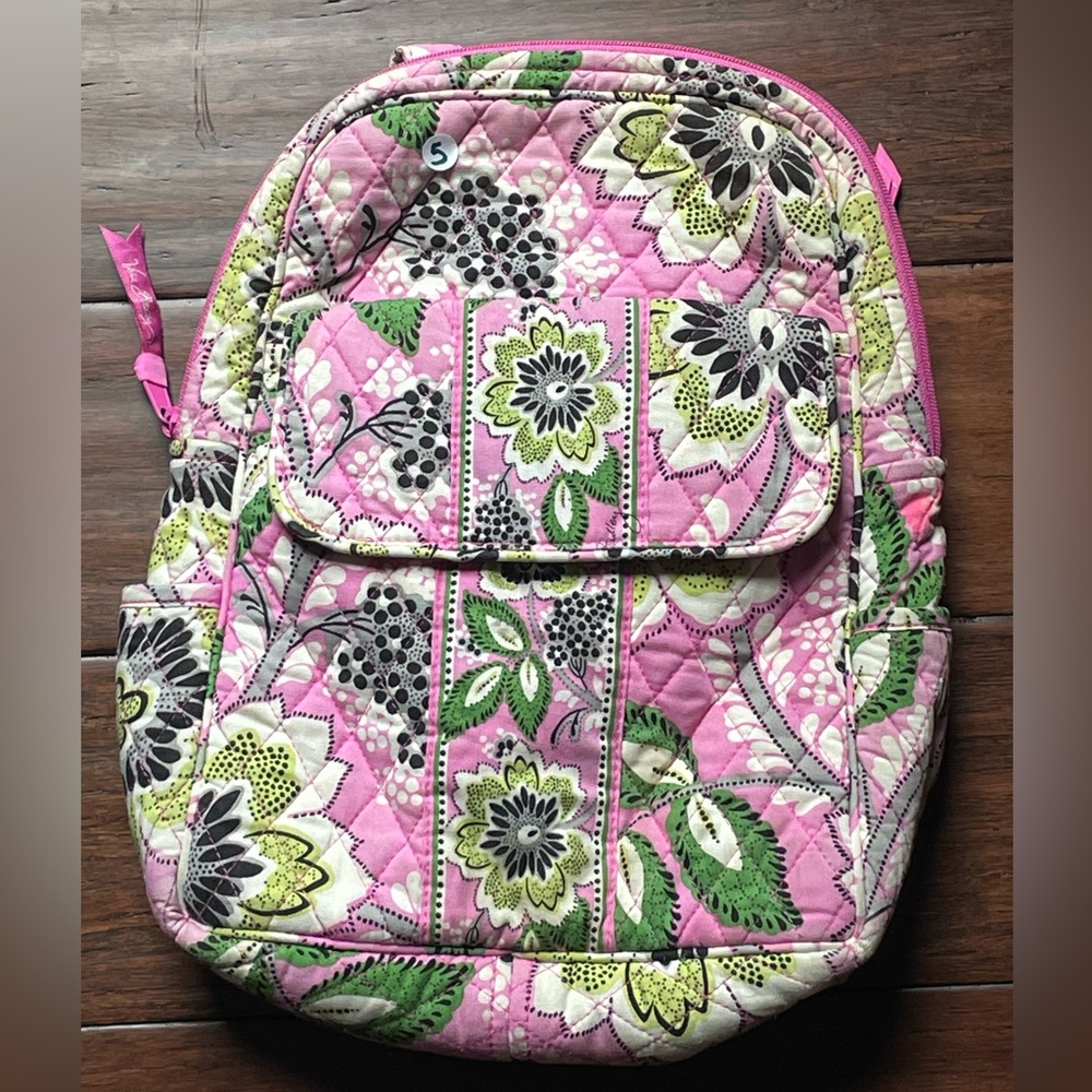 Vera Bradley small backpack purse in Pricilla Pink design.